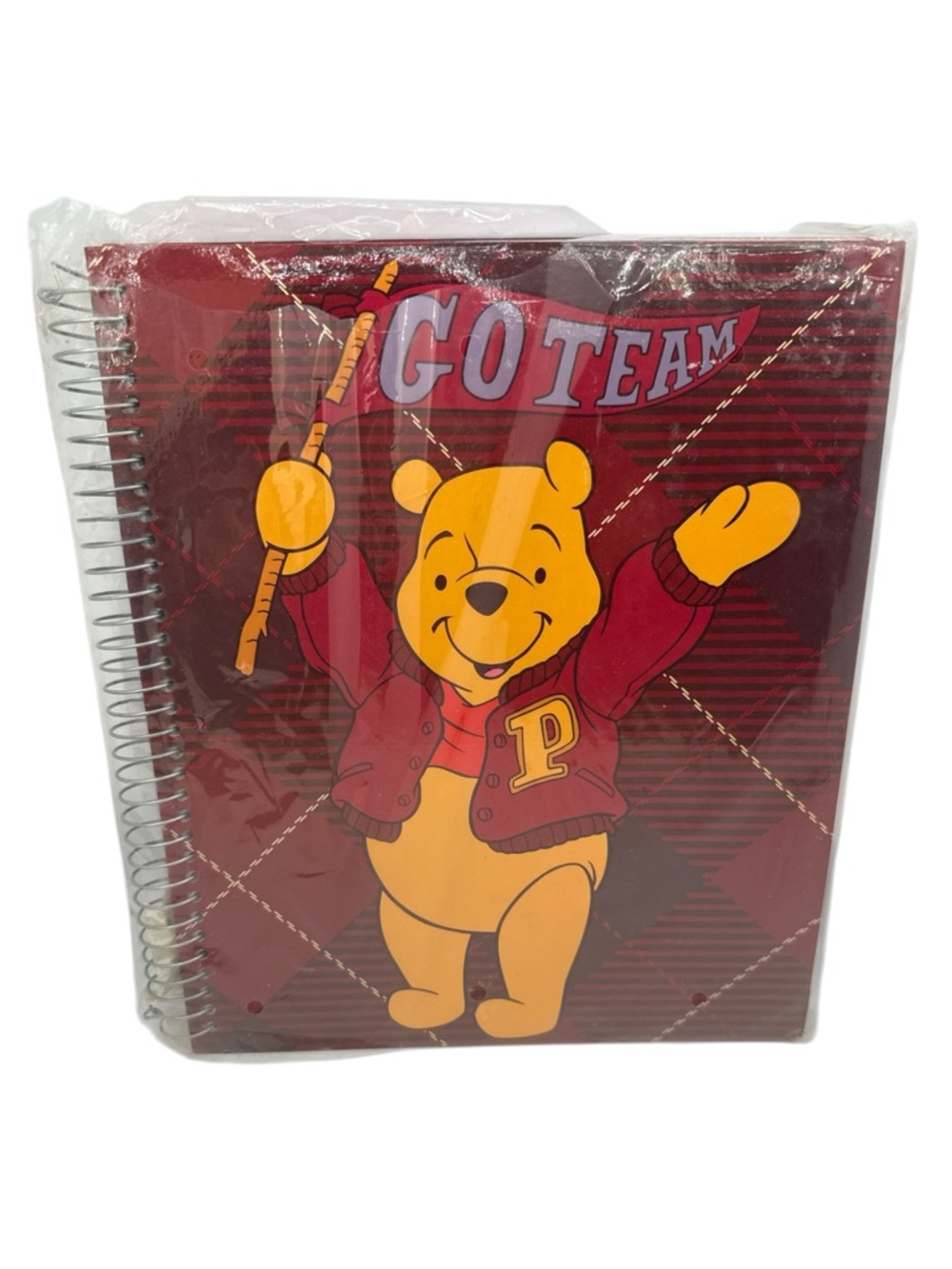 Disney Winnie the Pooh Spiral Notebook - 'Go Team' Cheer Design Vintage Style